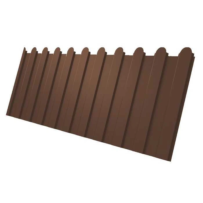 Профнастил фигурный C8 0.45 Полиэстер с пленкой RAL 8004 Anticato, Терракота